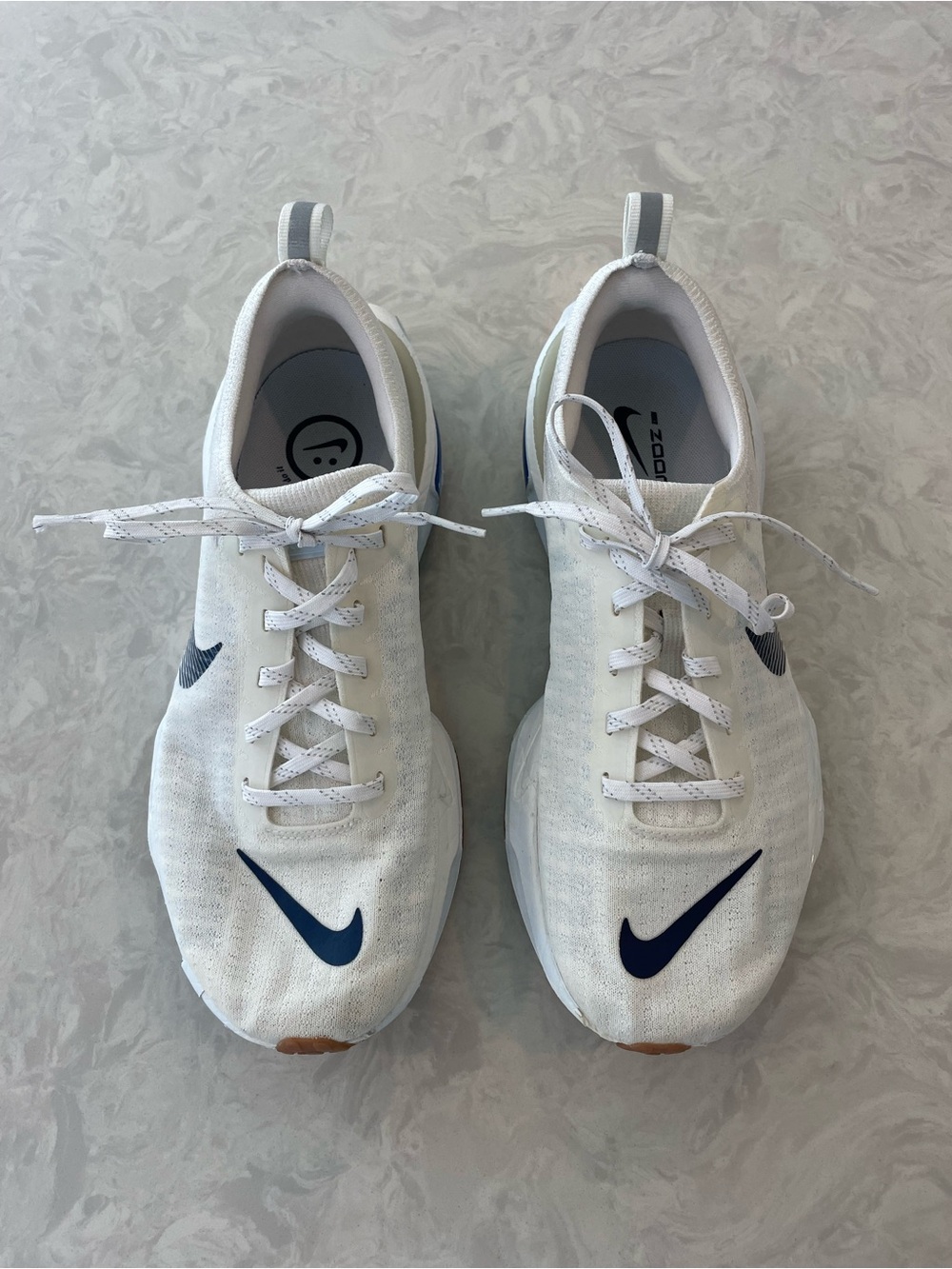 Nike ZoomX Invincible Run 3 — White with Blue Accents and Gum Outsole - Picture 2 of 9